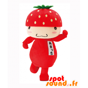 Mascotte d'Amaou, fraise géante de la ville de Fukuoka - MASFR26959 - Mascottes Yuru-Chara Japonaises