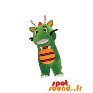 Mascota Tsurugon, verde y naranja dragón - MASFR26961 - Yuru-Chara mascotas japonesas