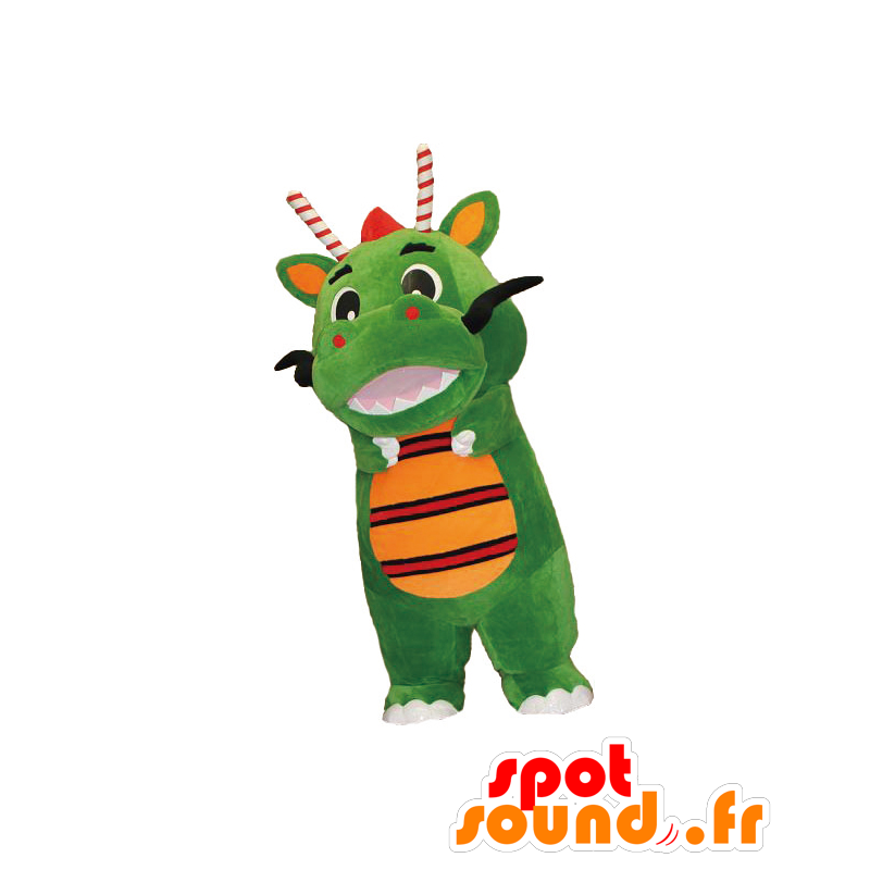 Tsurugon mascot, green and orange dragon - MASFR26961 - Yuru-Chara Japanese mascots