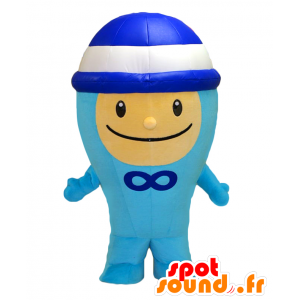 Seizo-kun Maskottchen, blau lächelnder Mann mit einem Hut - MASFR26964 - Yuru-Chara japanischen Maskottchen
