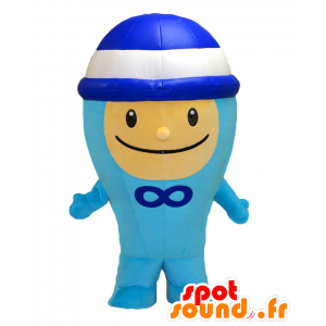 Mascota Seizo-kun, hombre sonriente azul con un sombrero - MASFR26964 - Yuru-Chara mascotas japonesas