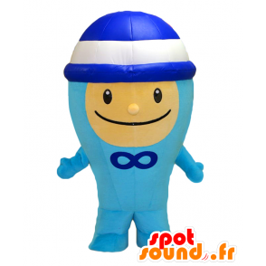 Mascotte de Seizo-kun, bonhomme bleu souriant, avec un bonnet - MASFR26964 - Mascottes Yuru-Chara Japonaises