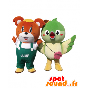 Maskotter Jump-kun og Mejina chan, en hund og en fugl -