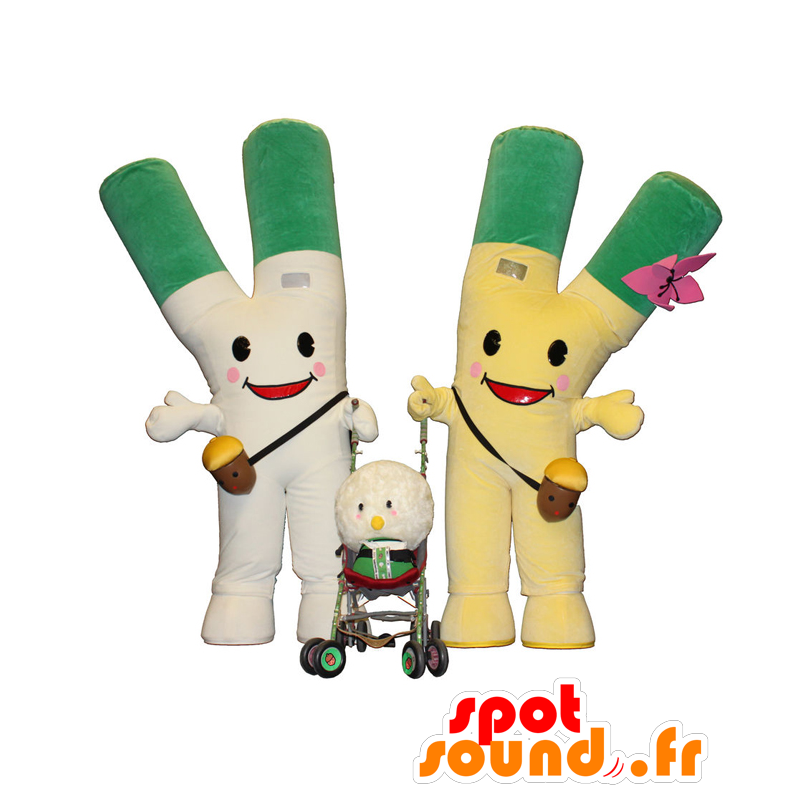 Mascots Yonegizu and Negi-ko, 2 giant leeks - MASFR26968 - Yuru-Chara Japanese mascots