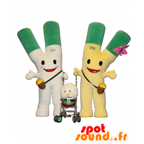 Mascots Yonegizu and Negi-ko, 2 giant leeks - MASFR26968 - Yuru-Chara Japanese mascots