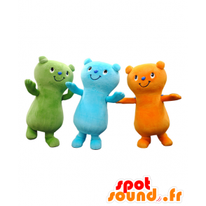 Maskottchen Teddy Yumo, eine grüne, eine blaue und orange - MASFR26969 - Yuru-Chara japanischen Maskottchen