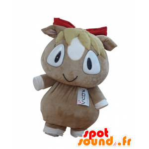 Mascotte de Merorin, de poney marron et blanc, dodu et drôle - MASFR26975 - Mascottes Yuru-Chara Japonaises