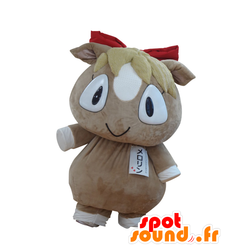 Mascotte de Merorin, de poney marron et blanc, dodu et drôle - MASFR26975 - Mascottes Yuru-Chara Japonaises