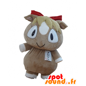 Merorin mascotte, marrone e bianco cavallo, paffuto e divertente - MASFR26975 - Yuru-Chara mascotte giapponese