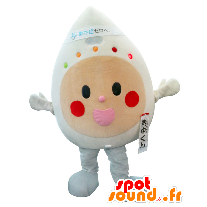 熱狂くんのマスコット、笑顔でオリジナルの白いロボット-MASFR26976-日本のゆるキャラのマスコット