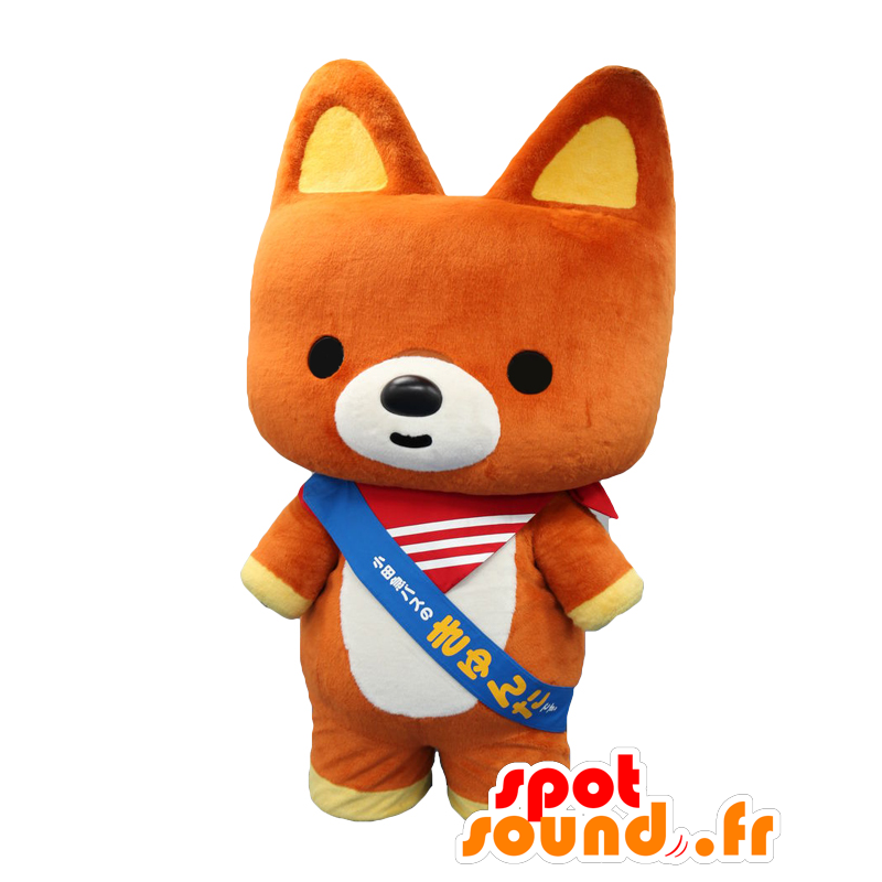 Kyunta mascotte, il piccolo cucciolo marrone con una bandana gialla - MASFR26977 - Yuru-Chara mascotte giapponese