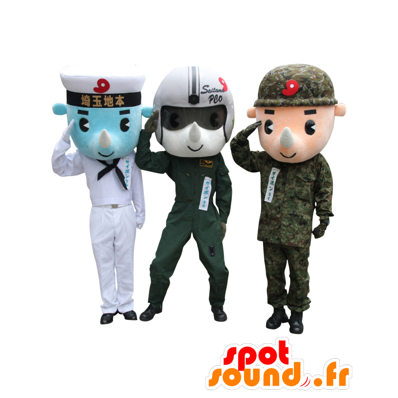 Maskoter 3 Saipon brødre, sjø, luft og jord - MASFR26978 - Yuru-Chara japanske Mascots