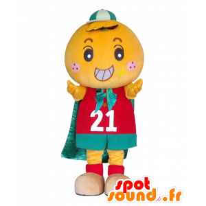 Mascot Mihama Chama, obří oranžové se zelenou pláštěnku - MASFR26979 - Yuru-Chara japonské Maskoti