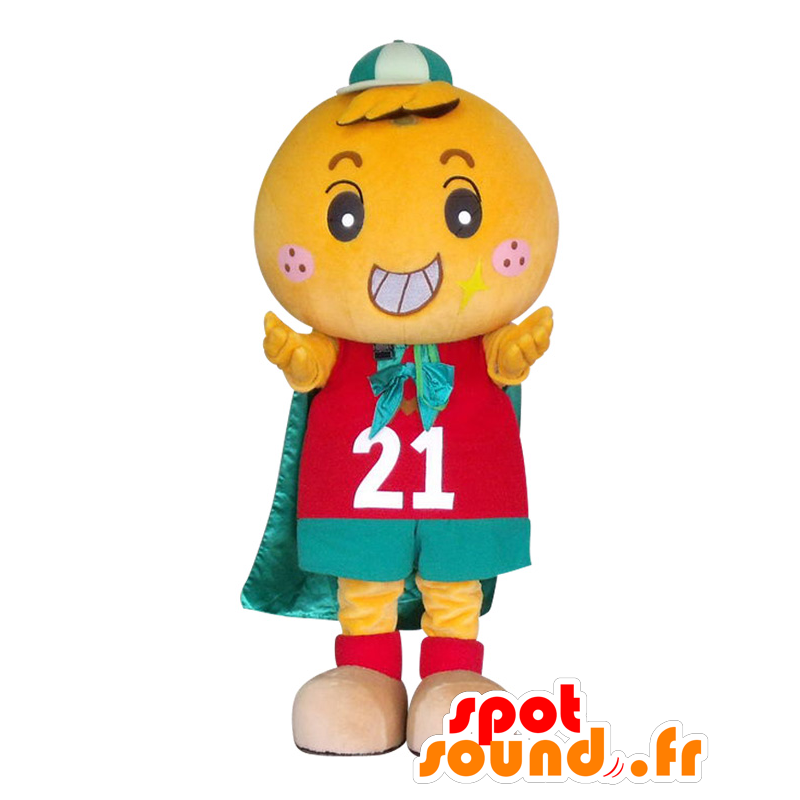 Mascot Mihama Chama, Riesen-orange mit einem grünen Umhang - MASFR26979 - Yuru-Chara japanischen Maskottchen