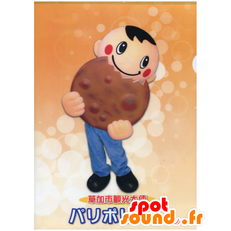 Mascot Paripori kun, un niño con la torta de la Soka Senbei - MASFR26981 - Yuru-Chara mascotas japonesas