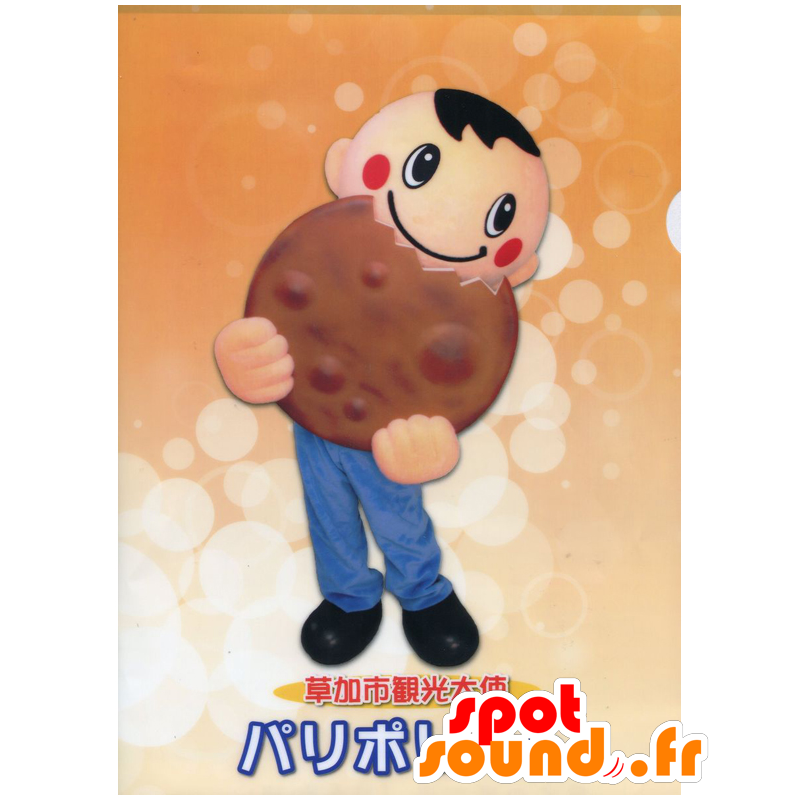 Mascotte Paripori kun, un ragazzo con torta Soka Senbei - MASFR26981 - Yuru-Chara mascotte giapponese