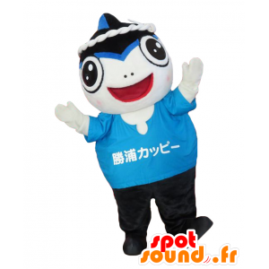 Mascota Kappy, tiburón negro, blanco y azul Katsuura - MASFR26982 - Yuru-Chara mascotas japonesas