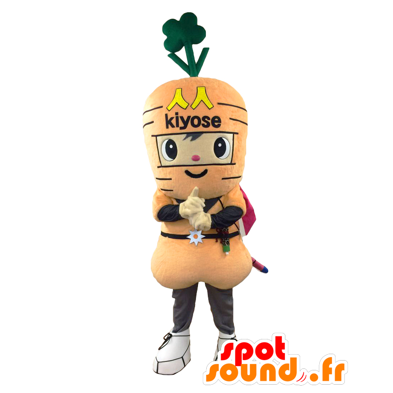 Mascot Nin 'nin kun, oransje gulrot og grønn gigant - MASFR26983 - Yuru-Chara japanske Mascots