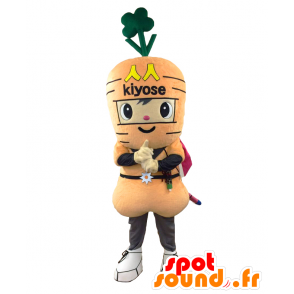 Mascot Nin 'nin kun, oransje gulrot og grønn gigant - MASFR26983 - Yuru-Chara japanske Mascots