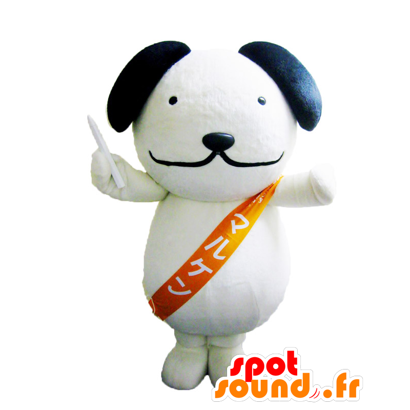 Maskot Maruken, bílý a černý pes - MASFR26984 - Yuru-Chara japonské Maskoti
