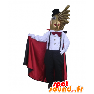 Mascot Baron Cyst, gylden fisk i meget elegant outfit -