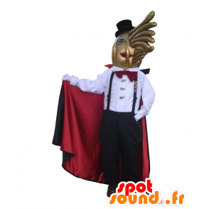 Mascot Baron Cyst, gyllene fisk i mycket elegant outfit -