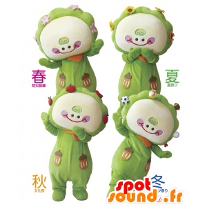 4 zelené maskoti představující zelené louky - MASFR26987 - Yuru-Chara japonské Maskoti