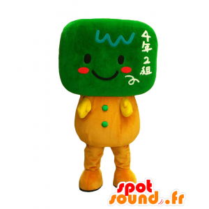 Mascotte de Blackboard Kun, bonhomme vert et orange - MASFR26988 - Mascottes Yuru-Chara Japonaises