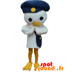 Χαιρετισμός-kun μασκότ, λευκό πουλί με ένα καπάκι - Ιαπωνικές μασκότ Yuru-Chara - MASFR26990 - SpotSound.fr