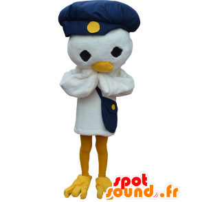 Χαιρετισμός-kun μασκότ, λευκό πουλί με ένα καπάκι - Ιαπωνικές μασκότ Yuru-Chara - MASFR26990 - SpotSound.fr