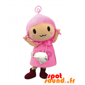 Mascotte de Yumetchi, fillette habillée en rose avec un phoque - MASFR27004 - Mascottes Yuru-Chara Japonaises