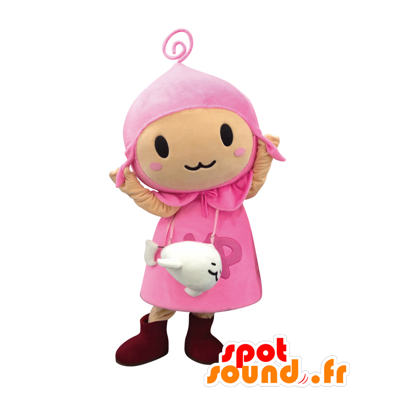 Yumetchi mascot, dressed girl in pink with a seal - MASFR27004 - Yuru-Chara Japanese mascots