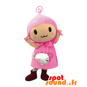 Mascotte de Yumetchi, fillette habillée en rose avec un phoque - MASFR27004 - Mascottes Yuru-Chara Japonaises