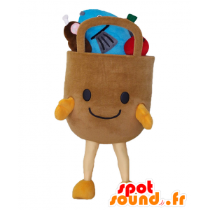 Mascotte de Sogo-chan, sac de courses marron avec des aliments - MASFR27008 - Mascottes Yuru-Chara Japonaises