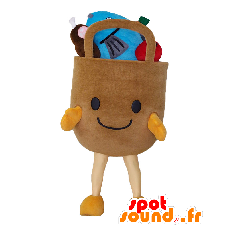 Mascotte de Sogo-chan, sac de courses marron avec des aliments - MASFR27008 - Mascottes Yuru-Chara Japonaises