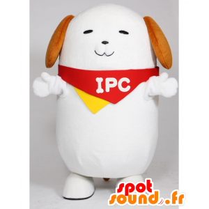Mascot Pochawan, grote witte hond met een sjaal - MASFR27009 - Yuru-Chara Japanse Mascottes