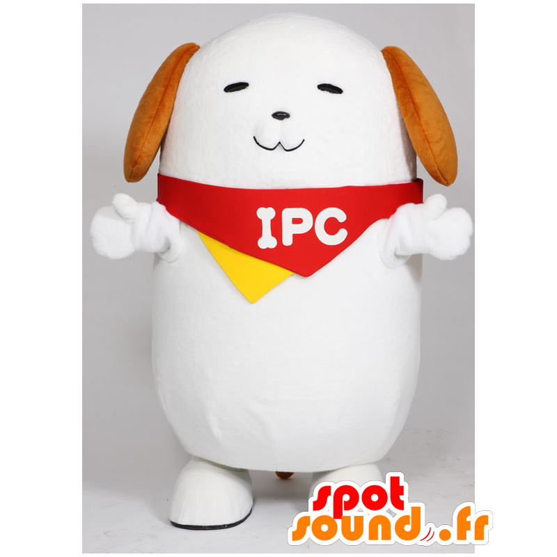 Mascot Pochawan, stor hvit hund med et skjerf - MASFR27009 - Yuru-Chara japanske Mascots