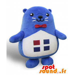Seal-kun mascot, blue and white teddy bears, giant sea lion - MASFR27011 - Yuru-Chara Japanese mascots