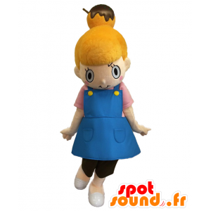 Mascota Takoyaki-chan, chica de pelo rojo con un vestido azul - MASFR27017 - Yuru-Chara mascotas japonesas