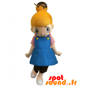 Takoyaki-chan mascotte, ragazza dai capelli rossi con un vestito blu - MASFR27017 - Yuru-Chara mascotte giapponese