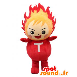 Mascot Teikyo Hachioji, mies enflammmé punainen ja oranssi - MASFR27019 - Mascottes Yuru-Chara Japonaises