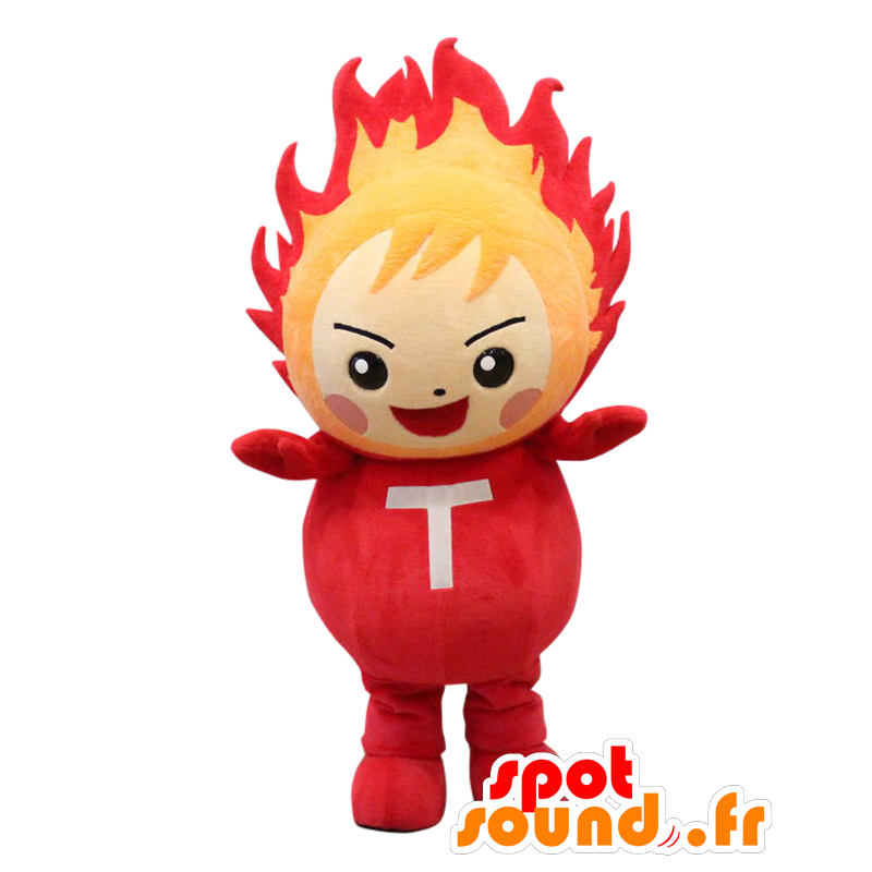 Mascotte de Teikyo Hachioji, bonhomme enflammmé rouge et orange - MASFR27019 - Mascottes Yuru-Chara Japonaises