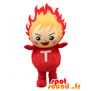 Mascotte Teikyo Hachioji, hombre enflammmé rojo y naranja - MASFR27019 - Yuru-Chara mascotas japonesas