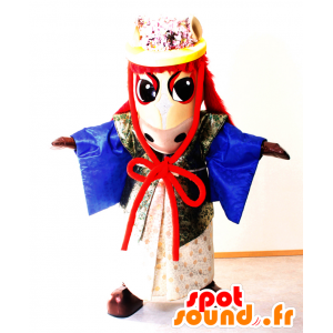 Ba-kun mascotte, cavallo bianco e costume rosso - MASFR27020 - Yuru-Chara mascotte giapponese