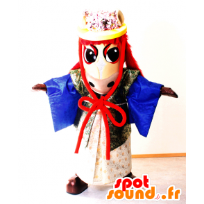 Ba-kun mascotte, wit paard en rood kostuum - MASFR27020 - Yuru-Chara Japanse Mascottes