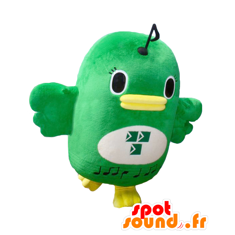 Mascot Narashido, grønn fugl, hvit og gul - MASFR27021 - Yuru-Chara japanske Mascots