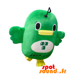 Mascot Narashido, grønn fugl, hvit og gul - MASFR27021 - Yuru-Chara japanske Mascots