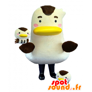 Mascota Abunaikamo, pato blanco gigante y negro con una pequeña - MASFR27025 - Yuru-Chara mascotas japonesas