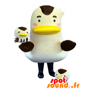 Mascotte d'Abunaikamo, canard géant blanc et noir avec ses petits - MASFR27025 - Mascottes Yuru-Chara Japonaises