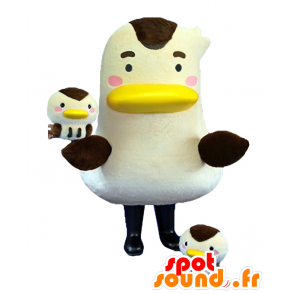 Mascota Abunaikamo, pato blanco gigante y negro con una pequeña - MASFR27025 - Yuru-Chara mascotas japonesas